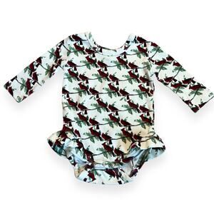 Kate Quinn Organic Cardinal Print Winter Ruffle Bodysuit 12-18m